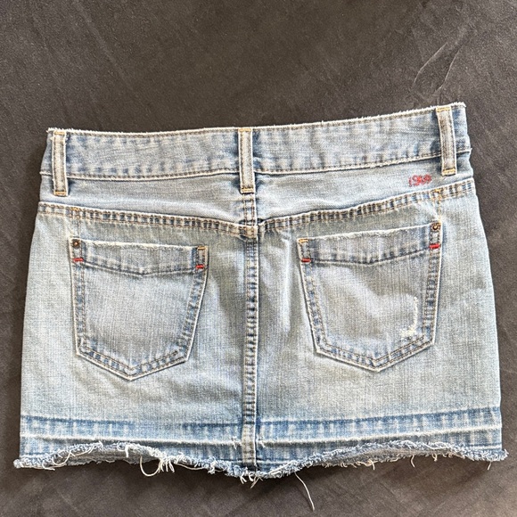 Light Blue Frayed Hem Mini Skirt - Picture 2 of 5